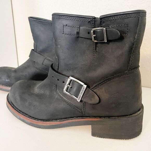 Harley Davidson Motorcycles Women's Leather Boots Short combat boots. 9 - Picture 2 of 9